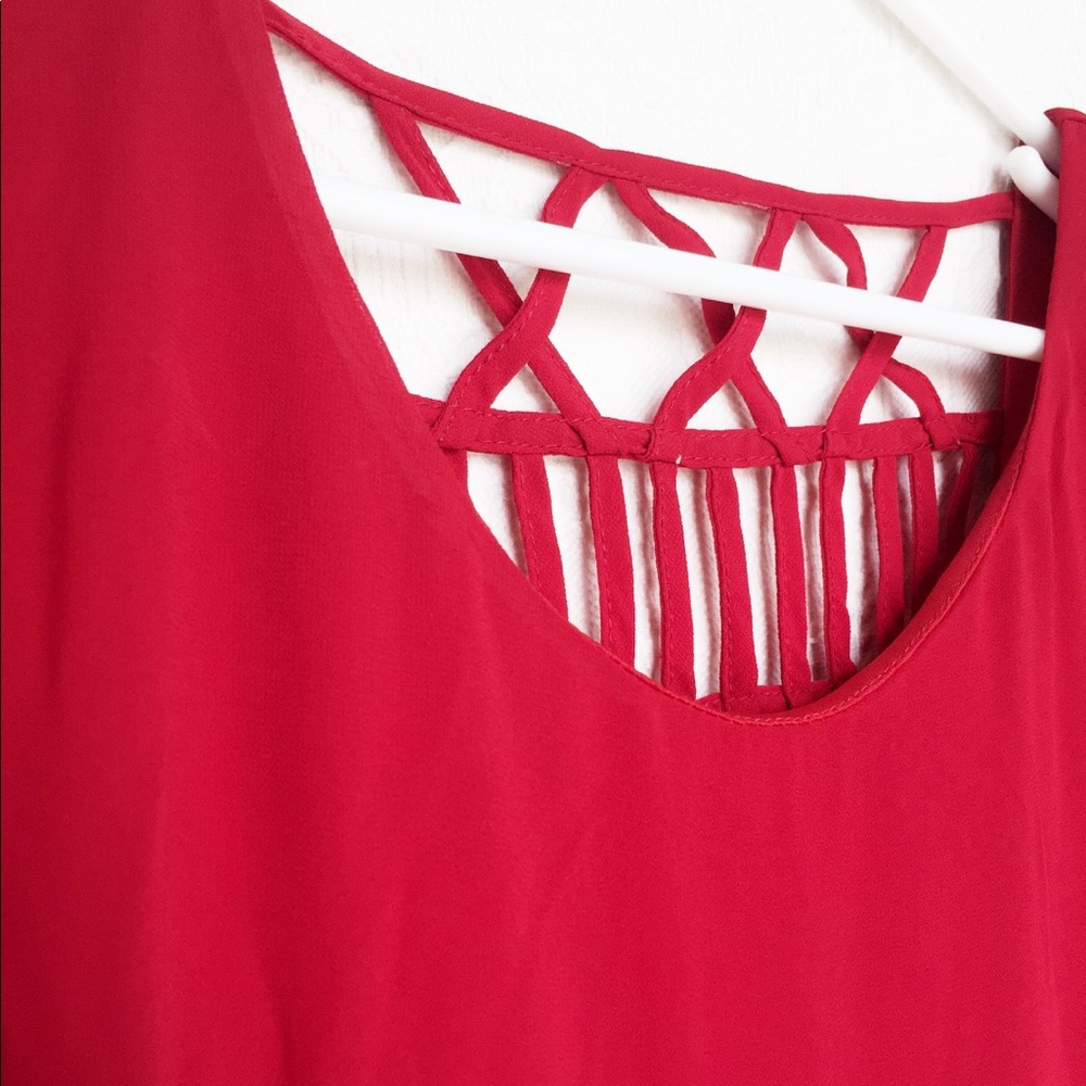 Red tunic dress with lattice design. Size XS